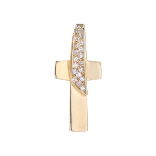 Collier Croix or jaune diamants d'occasion 58 Facettes 24-328