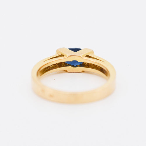 Bague 53 Solitaire Vintage Or Saphir et Diamants Circa 1970 58 Facettes 316