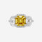 Bague Bague en diamant émeraude carrée jaune olive intense de 2,55 carats HRD 58 Facettes R517