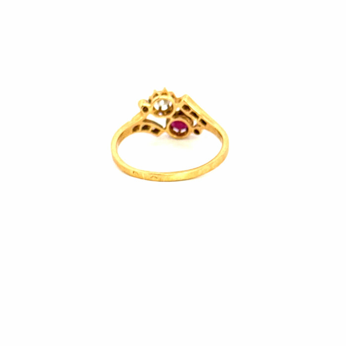 Bague 50 Bague Toi & Moi or jaune rubis diamant 58 Facettes 103-GS77114