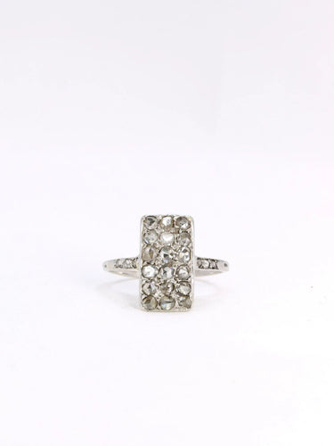 Bague 55 Bague plaque Art Déco diamants taille rose 58 Facettes J346