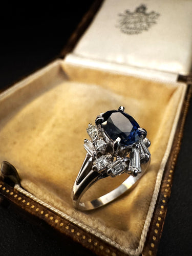 Bague 53 Bague avec Saphir et Diamants 58 Facettes