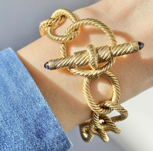 Bracelet Bracelet or jaune et saphirs 58 Facettes