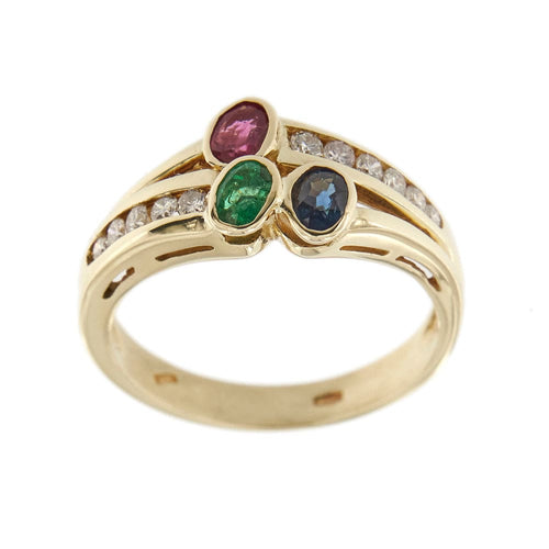 Bague Bague avec rubis, émeraude, saphir et diamants 58 Facettes 30024