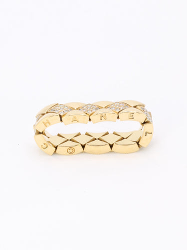 Bague 59 CHANEL Bague "Matelassé" vintage or jaune diamants 58 Facettes 1107.4