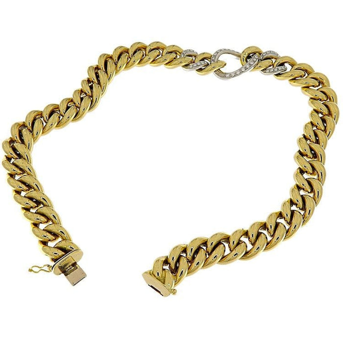 Pulsera Girocollo maglia en oro giallo y bianco con diamantes