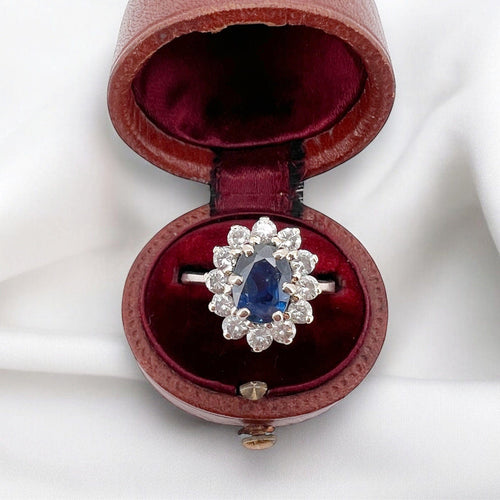 Bague 51 Bague Marguerite Saphir Naturel et Diamants 58 Facettes 312