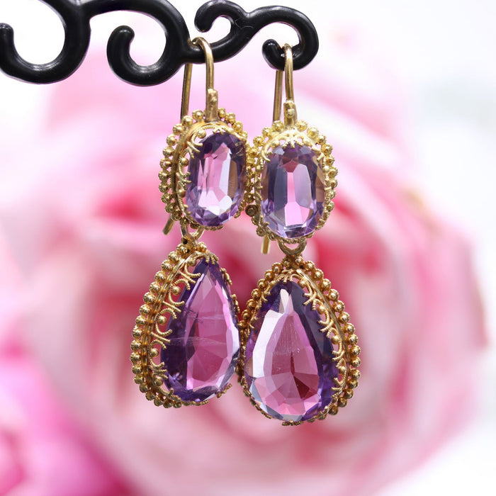 Antique gold and amethyst earrings