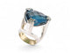 Bague 54 bague cocktail t54 or blanc 18k topaze trillion london blue diamants 0.25ct 58 Facettes 270140
