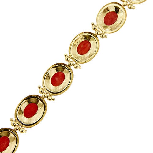Bracelet Bracelet en or jaune avec corail rouge 58 Facettes 39982