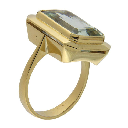 Bague 54 Bague en or jaune avec aigue-marine 58 Facettes G3780