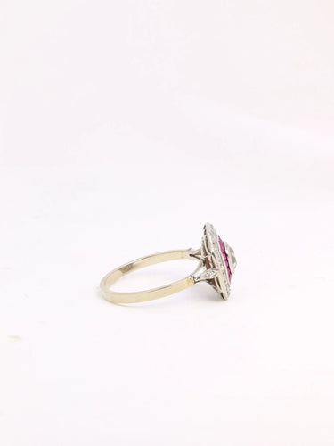 Bague 59 Bague Art Déco diamants taille ancienne et rubis calibrés 58 Facettes J305