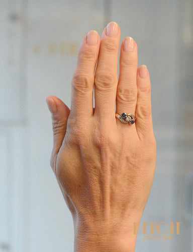 Antika Trio Safir ve Pırlanta Yüzük