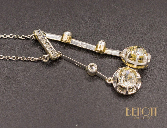 Collier Collier Négligé Or Jaune Platine Diamants 1920 58 Facettes A9063