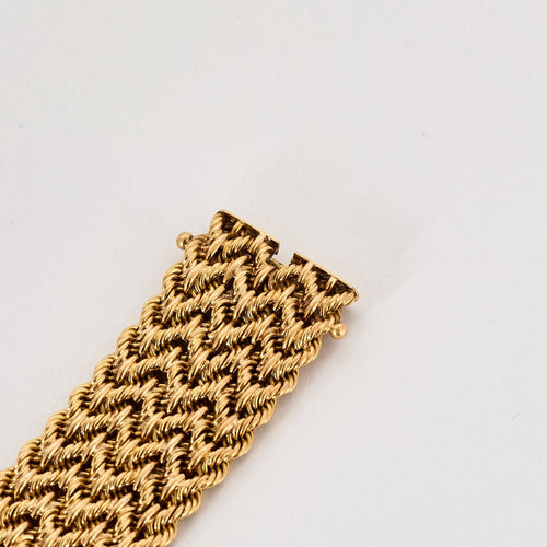 Bracelet Large bracelet or jaune maille tressée 58 Facettes BOU0243