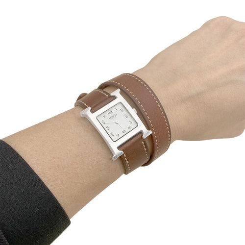 Montre Montre Hermès, "Heure H", acier sur cuir. 58 Facettes 35040