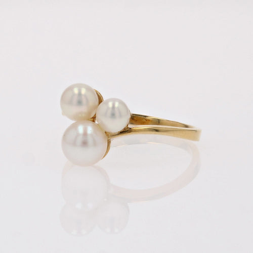 Bague 51 Bague trio perles de culture or jaune 58 Facettes 24-337C