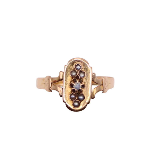 Bague Bague or rose époque Napoléon III Perles fines 58 Facettes