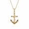 Collier Collier vintage en or jaune 14 carats avec ancre et diamants, chaîne de 48 cm (19 pouces), bijou ancien de style océan. 58 Facettes G14227