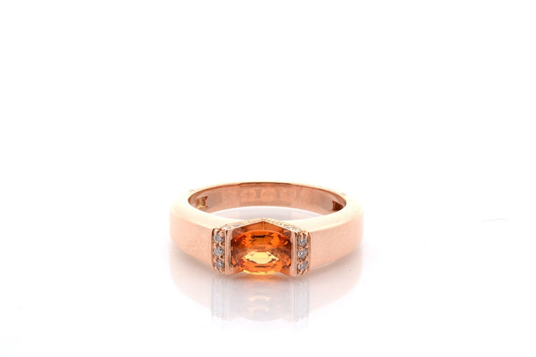 Bague vintage saphir orange et diamants 58 Facettes 27347