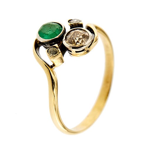 Bague 54 Bague Contrarié avec émeraude et diamants 58 Facettes 35532