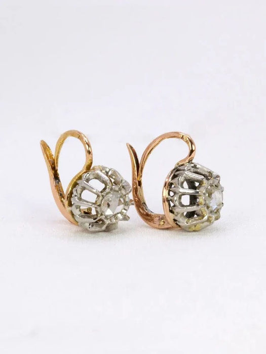 Boucles d'oreilles Boucles d'oreilles dormeuses anciennes diamants taille rose 58 Facettes J448