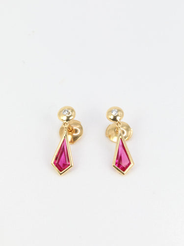 Boucles d'oreilles Paire de boucles d’oreilles vintage en or et tourmaline 58 Facettes 666