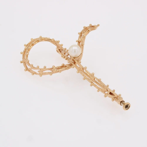 Broche Broche noeud or rose et perle de culture 58 Facettes CVBR97