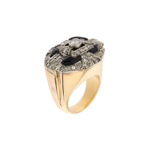 Bague 56 Bague Art Déco en or rose et or blanc, diamants 58 Facettes 27855