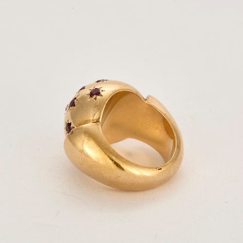 Bague 48 Bague or jaune et rubis de synthèse 58 Facettes SBR1625