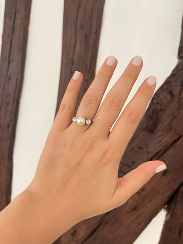 Bague 55 Bague Trilogie Platine, Perle et Diamants 58 Facettes 277