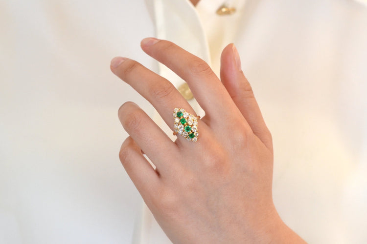 Bague 53 Bague vintage émeraudes et diamants 58 Facettes 26525dv
