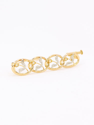 Broche Broche fleur Art Nouveau or jaune, or blanc et perles 58 Facettes 1163.3