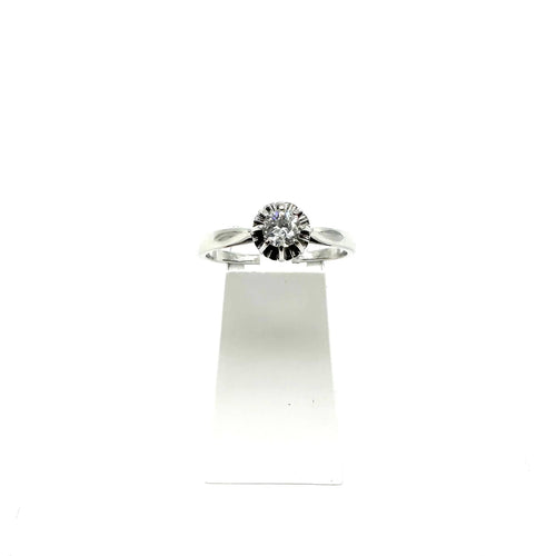 Bague 63 Solitaire or blanc et diamant 58 Facettes Z15B51619