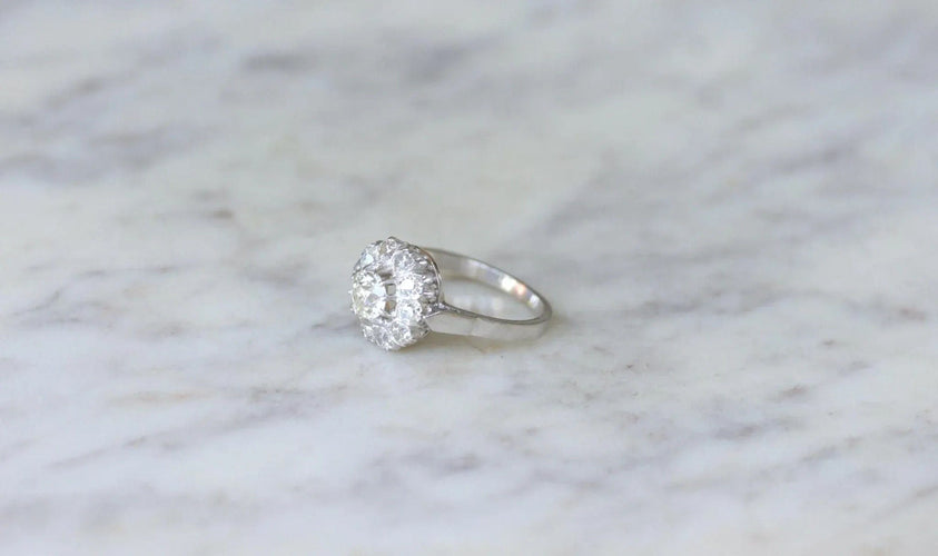 Bague 52.5 Bague Marguerite diamants Art Déco 58 Facettes