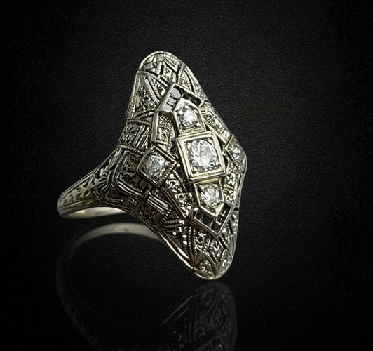 Bague Bague rare Art Nouveau française 58 Facettes