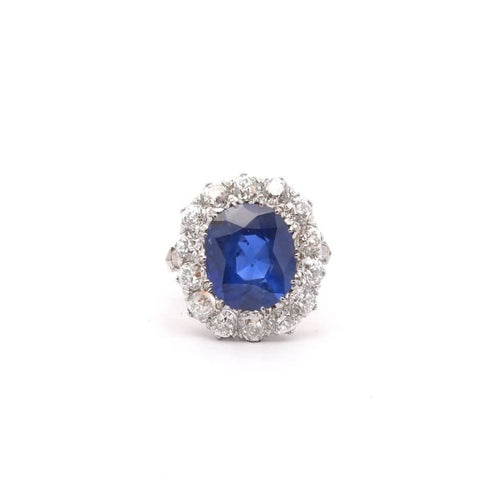 Bague saphir de Ceylan de 6,44cts et diamants 58 Facettes 26493-26341A