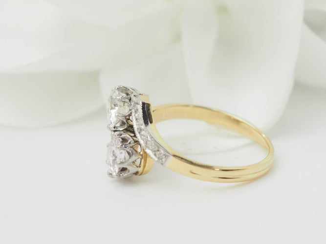 Bague 51 Bague Toi et Moi en or jaune et diamants 58 Facettes 33401