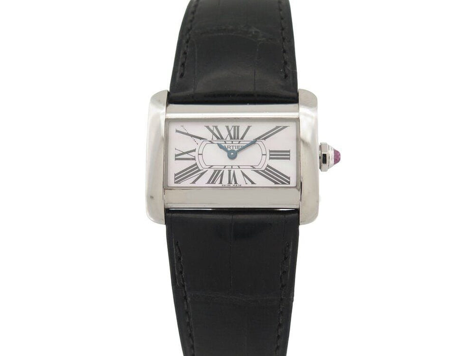 Montre vintage montre CARTIER tank divan 25 mm quartz en acier croco 58 Facettes 260671