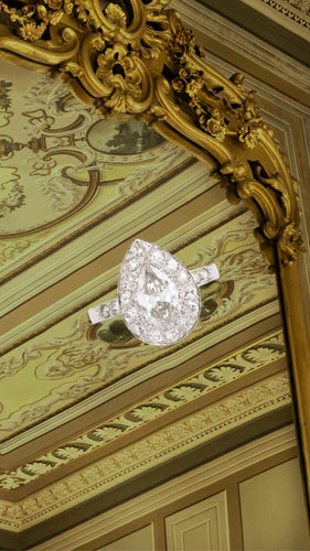 Bague 52 Bague Diamants Poire 1.90 Carats Platine Or Gris 18 Carats 58 Facettes BD213