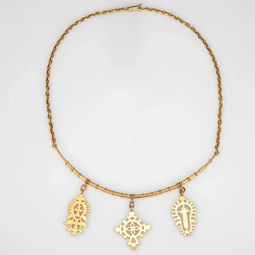 Collier Collier vintage des années 60 avec médaillon en or jaune 18 carats, 39,2 cm, bijou de succession raffiné 58 Facettes G13701