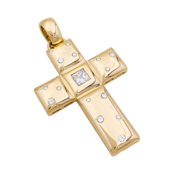 Pendentif Chopard "Croix" or jaune, diamants. 58 Facettes 34196