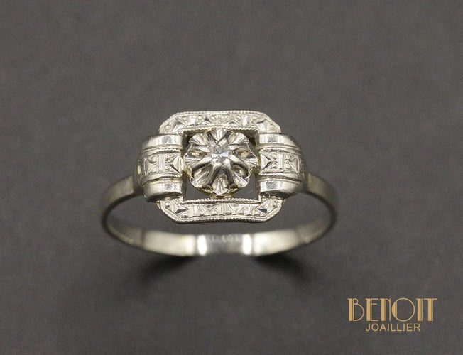 Bague 45.5 Bague Art Déco Diamant et Platine 58 Facettes A10574