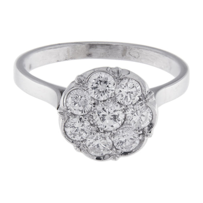 White gold flower ring with brilliant-cut diamonds