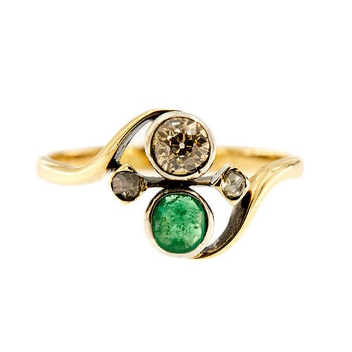 Bague 54 Bague Contrarié avec émeraude et diamants 58 Facettes 35532