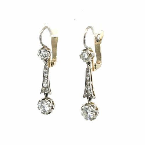 Boucles d'oreilles Boucles d'oreilles pendantes en or et platine de style édouardien serties de diamants 58 Facettes