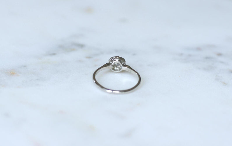 Bague 59 Bague Art Déco Ronde Diamants sur Platine 58 Facettes