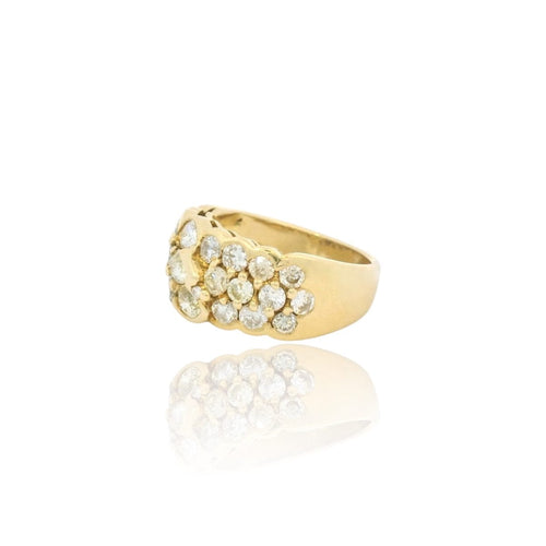 Bague 55 Bague vintage avec diamants dégradés en or jaune 58 Facettes