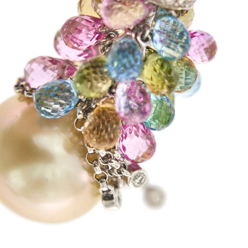Collier Collier pendentif perle pierres de couleur et diamants 58 Facettes 30440