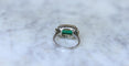 Bague 53 Bague Art déco Emeraude Colombienne 1.70 Cts et diamants 58 Facettes